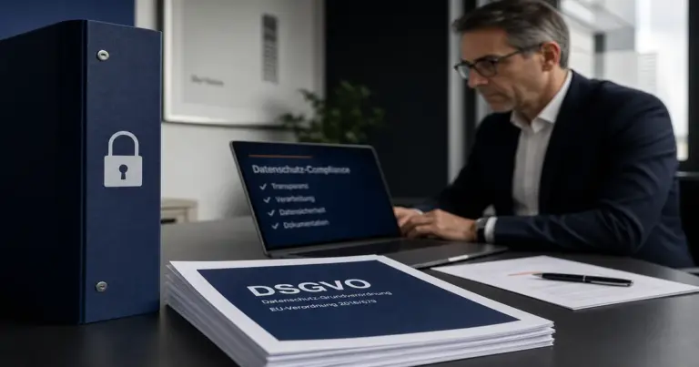 Datenschutz KI Tools DACH: Dokumente und Schloss-Symbol — Bernd Wiest Consulting